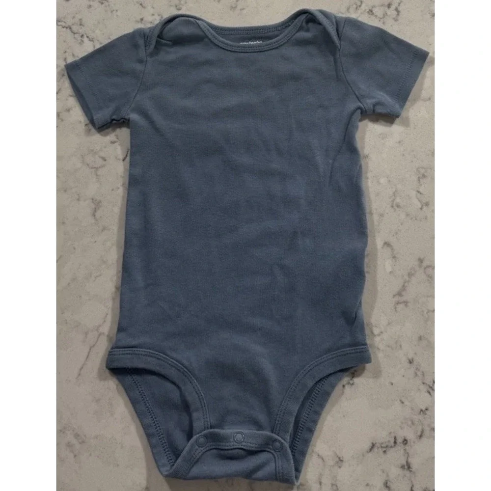 Carters Baby Boy Bodysuit 18 Months Steel Blue Short Sleeve Cotton 1R839910